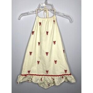 Castles & Crowns Halter Dress Girls Youth Size 6/6X Yellow Seersucker Lobsters